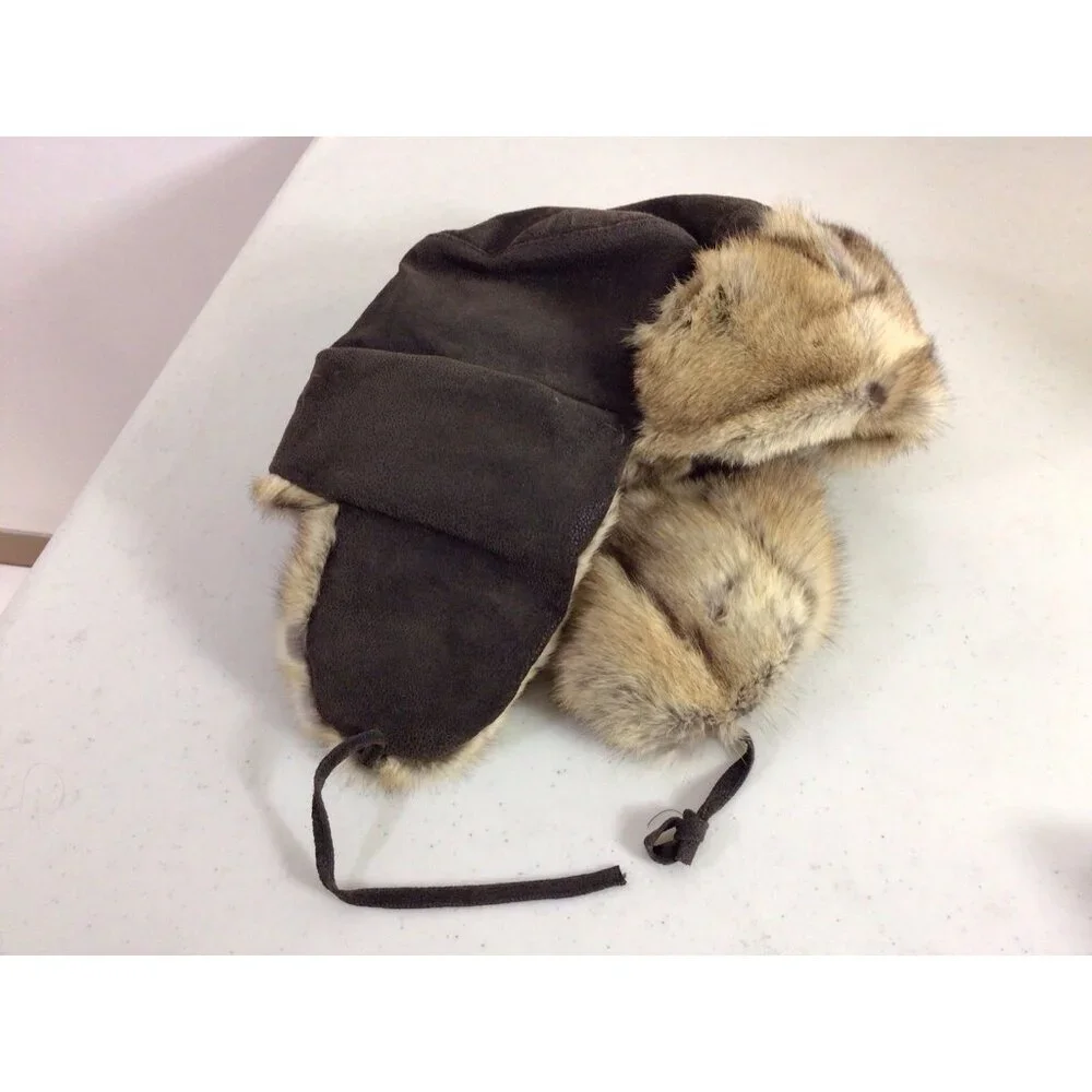 Real Rabbit Fur Trapper Winter Kids Suede Bomber Small